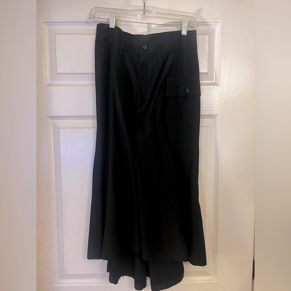 Y’s Yohji Yamamoto Black Midi Flared Pencil Skirt